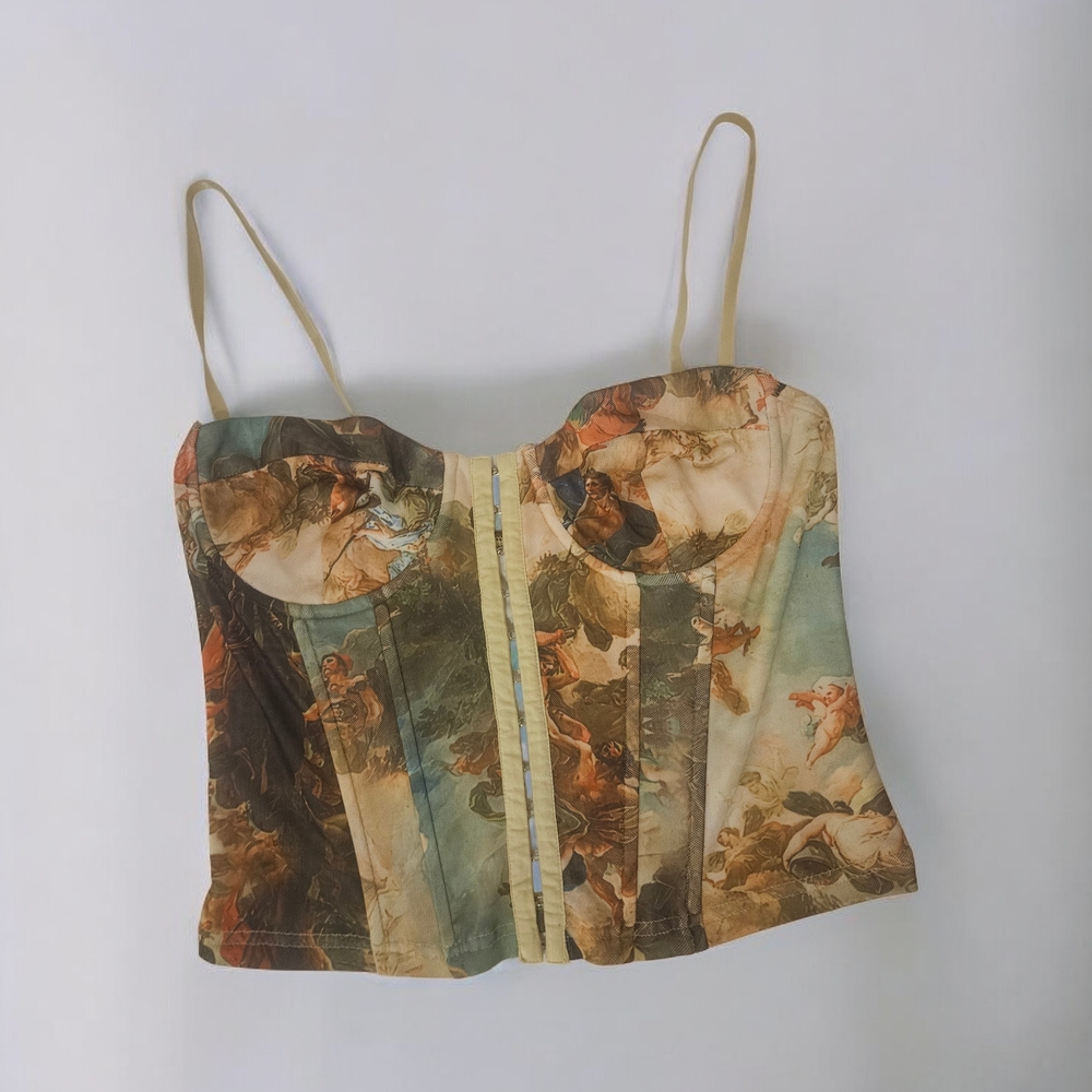 Superdown Tan Multi Corset Top